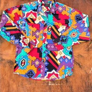 Womens Frontier Series Large Southwest Print Button Front Shirt MultiColor